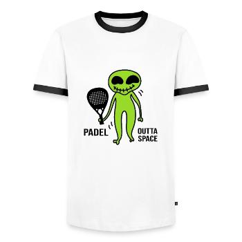 Padel Padeltennis Padel-space PADELTENNIS-sport - Männer Kontrast-T-Shirt - Weiß/Schwarz - Vorne - AI Model Female 172 light (172cm) & AI Model Male 178 dark (178cm)