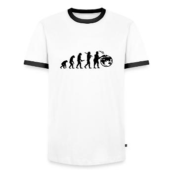 Evolution planete terre monde évolution - T-shirt contrasté Homme - blanc/noir - Devant - AI Model Female 172 light (172cm) & AI Model Male 178 dark (178cm)
