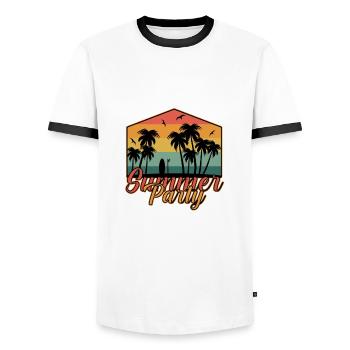 Summer Party Sommer Urlaub Sonne Strand - Männer Kontrast-T-Shirt - Weiß/Schwarz - Vorne - AI Model Female 172 light (172cm) & AI Model Male 178 dark (178cm)