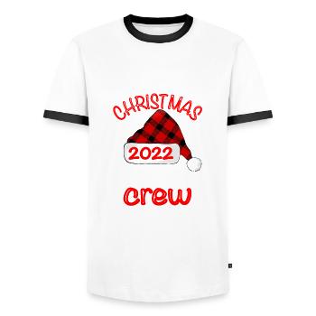 Cousin Crew Christmas Family Gift - Men's Ringer Shirt - white/black - Front - AI Model Female 172 light (172cm) & AI Model Male 178 dark (178cm)