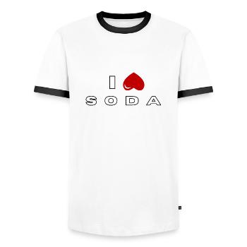Je déteste Soda - T-shirt contrasté Homme - blanc/noir - Devant - AI Model Female 172 light (172cm) & AI Model Male 178 dark (178cm)