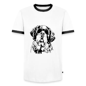 BERNHARDINER St Bernard cool Sonnenbrille Wilsigns - Männer Kontrast-T-Shirt - Weiß/Schwarz - Vorne - AI Model Female 172 light (172cm) & AI Model Male 178 dark (178cm)