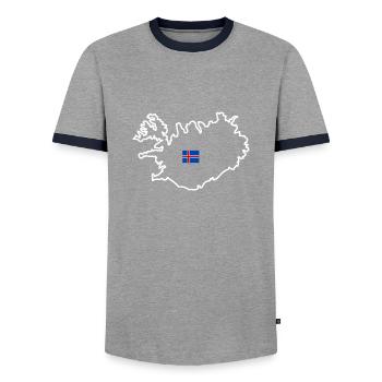 Island - Kontur der Insel (weiß) - Männer Kontrast-T-Shirt - Grau/Navy  - Vorne - AI Model Female 172 light (172cm) & AI Model Male 178 light (178cm)