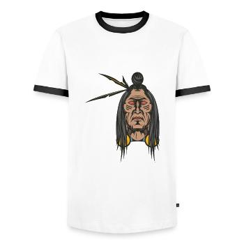 Tête indienne - T-shirt contrasté Homme - blanc/noir - Devant - AI Model Female 172 light (172cm) & AI Model Male 178 dark (178cm)