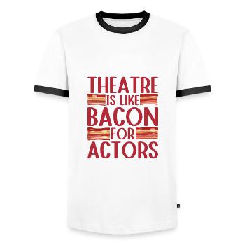 Musical Theatre Is Like Bacon For Actors Gift Idea - Männer Kontrast-T-Shirt - Weiß/Schwarz - Vorne - AI Model Female 172 light (172cm) & AI Model Male 178 dark (178cm)