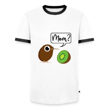 Kiwi Bird Animal Fruit Fruit Mom Funny New Zealand - Men's Ringer Shirt - white/black - Front - AI Model Female 172 light (172cm) & AI Model Male 178 dark (178cm)