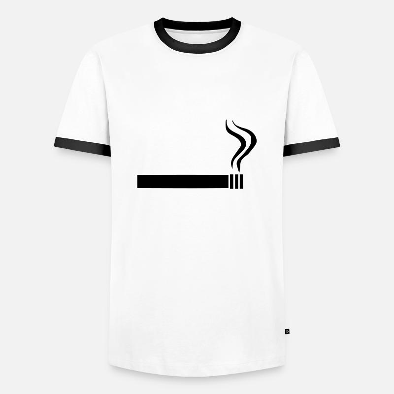 Zigarette - Männer Kontrast-T-Shirt - Weiß/Schwarz