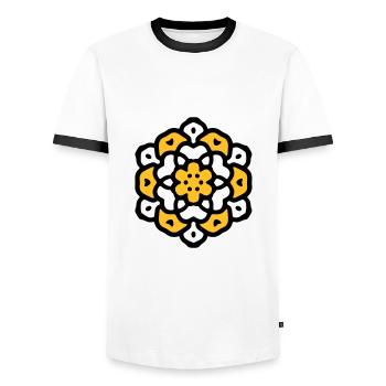 Flower Flower Mandala - Men's Ringer Shirt - white/black - Front - AI Model Female 172 light (172cm) & AI Model Male 178 dark (178cm)