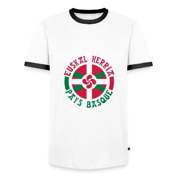 Pays Basque - T-shirt contrasté Homme - blanc/noir - Devant - AI Model Female 172 light (172cm) & AI Model Male 178 dark (178cm)