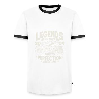2009 Vintage Born Legends Anniversaire Moto - T-shirt contrasté Homme - blanc/noir - Devant - AI Model Female 172 light (172cm) & AI Model Male 178 dark (178cm)
