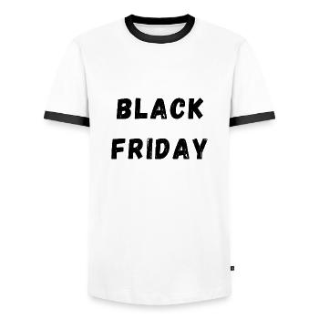 Black friday noir - T-shirt contrasté Homme - blanc/noir - Devant - AI Model Female 172 light (172cm) & AI Model Male 178 dark (178cm)
