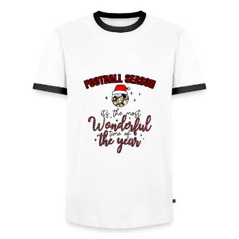 Saison de football Le plus merveilleux moment drôle de Noël - T-shirt contrasté Homme - blanc/noir - Devant - AI Model Female 172 light (172cm) & AI Model Male 178 dark (178cm)