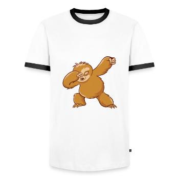 Dabbing Faultier Outfit für Fans der Faultiere - Männer Kontrast-T-Shirt - Weiß/Schwarz - Vorne - AI Model Female 172 light (172cm) & AI Model Male 178 dark (178cm)