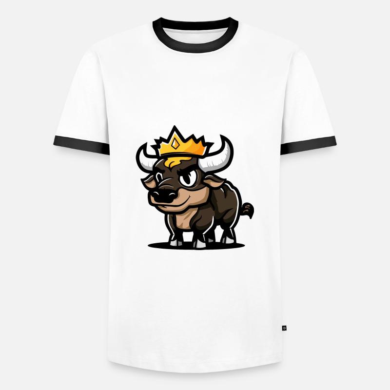 Stier Comic Krone - Männer Kontrast-T-Shirt - Weiß/Schwarz