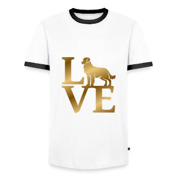 Love Golden Retriever - Men's Ringer Shirt - white/black - Front - AI Model Female 172 light (172cm) & AI Model Male 178 dark (178cm)
