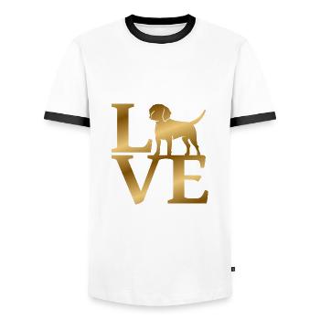 Love Beagle - Men's Ringer Shirt - white/black - Front - AI Model Female 172 light (172cm) & AI Model Male 178 dark (178cm)