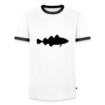 la morue - T-shirt contrasté Homme - blanc/noir - Devant - AI Model Female 172 light (172cm) & AI Model Male 178 dark (178cm)