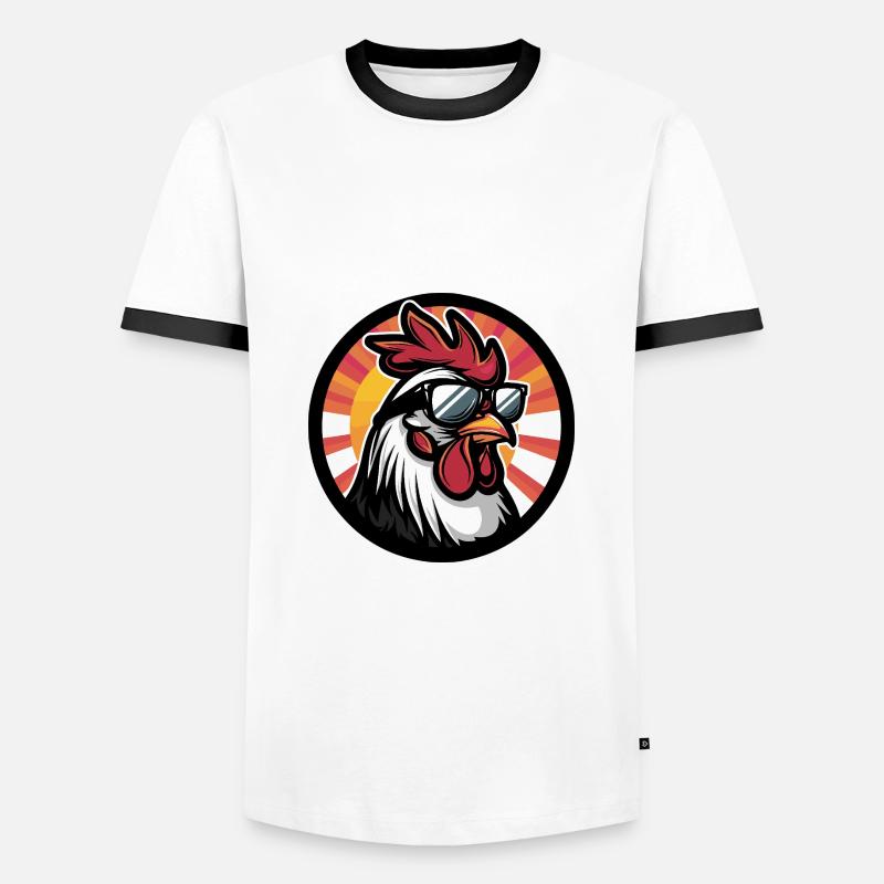 Rooster Comic Cool Summer - Men's Ringer Shirt - white/black