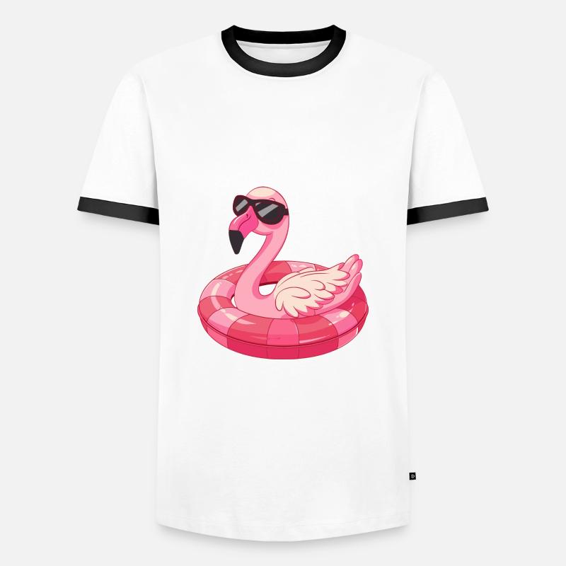 Flamingo Comic Cool - Männer Kontrast-T-Shirt - Weiß/Schwarz