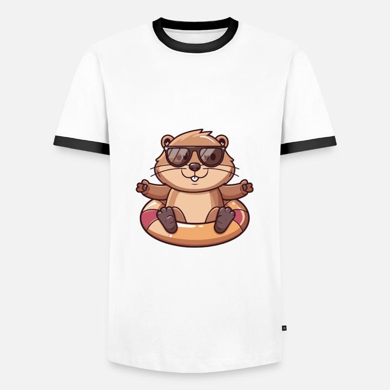 Beaver Comic Cool - Men's Ringer Shirt - white/black