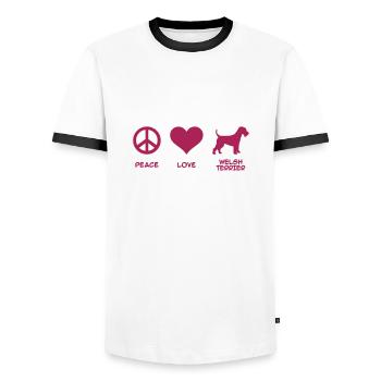 Welsh Terrier - Männer Kontrast-T-Shirt - Weiß/Schwarz - Vorne - AI Model Female 172 light (172cm) & AI Model Male 178 dark (178cm)