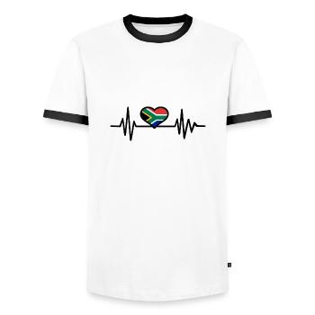 Afrique du Sud - T-shirt contrasté Homme - blanc/noir - Devant - AI Model Female 172 light (172cm) & AI Model Male 178 dark (178cm)
