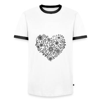 Floral Heart - Men's Ringer Shirt - white/black - Front - AI Model Female 172 light (172cm) & AI Model Male 178 dark (178cm)