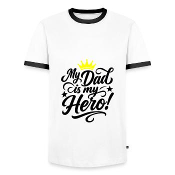 Bester Papa Held Spruch Vatertag - Männer Kontrast-T-Shirt - Weiß/Schwarz - Vorne - AI Model Female 172 light (172cm) & AI Model Male 178 dark (178cm)