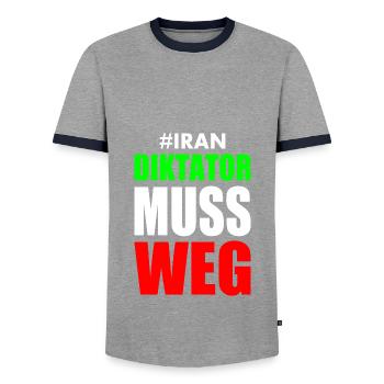 diktator muss weg iran - Männer Kontrast-T-Shirt - Grau/Navy  - Vorne - AI Model Female 172 light (172cm) & AI Model Male 178 light (178cm)