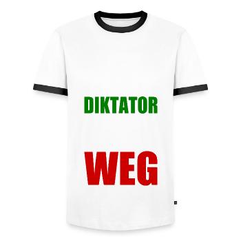 diktator muss weg iran - Männer Kontrast-T-Shirt - Weiß/Schwarz - Vorne - AI Model Female 172 light (172cm) & AI Model Male 178 dark (178cm)