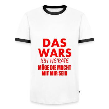 Das wars ich heirate - Männer Kontrast-T-Shirt - Weiß/Schwarz - Vorne - AI Model Female 172 light (172cm) & AI Model Male 178 dark (178cm)