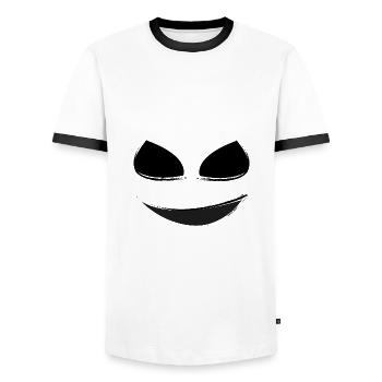 Visage fantôme souriant effrayant Noir - T-shirt contrasté Homme - blanc/noir - Devant - AI Model Female 172 light (172cm) & AI Model Male 178 dark (178cm)