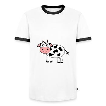 Vache - T-shirt contrasté Homme - blanc/noir - Devant - AI Model Female 172 light (172cm) & AI Model Male 178 dark (178cm)