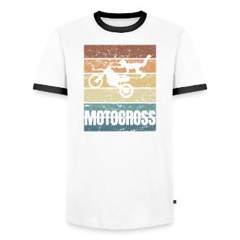 Motorcross Motorsport Motorcycling Dirtbike - Men's Ringer Shirt - white/black - Front - AI Model Female 172 light (172cm) & AI Model Male 178 dark (178cm)