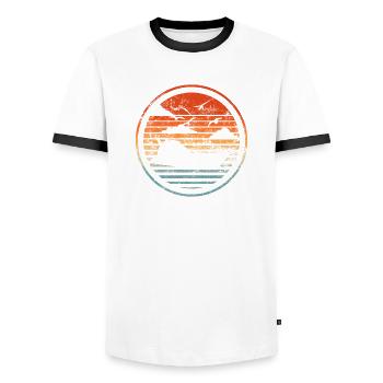 Rétro Bateau à moteur Captain Sunset Vintage - T-shirt contrasté Homme - blanc/noir - Devant - AI Model Female 172 light (172cm) & AI Model Male 178 dark (178cm)