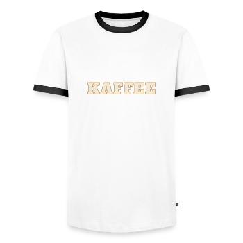 Vor dem ersten Kaffee - Klappe halten - Notwehr - Männer Kontrast-T-Shirt - Weiß/Schwarz - Vorne - AI Model Female 172 light (172cm) & AI Model Male 178 dark (178cm)