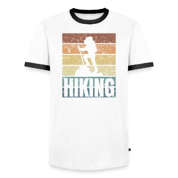 Mountaineers Hiking Mountaineers Alpenpanorama - Men's Ringer Shirt - white/black - Front - AI Model Female 172 light (172cm) & AI Model Male 178 dark (178cm)