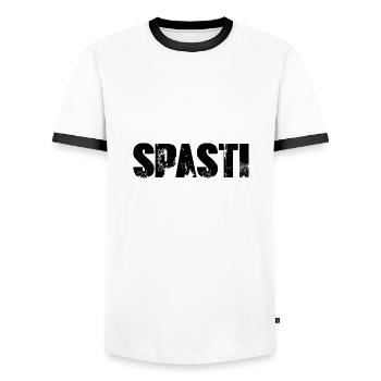 Spasti - Männer Kontrast-T-Shirt - Weiß/Schwarz - Vorne - AI Model Female 172 light (172cm) & AI Model Male 178 dark (178cm)