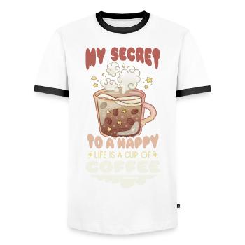 Kaffee - Männer Kontrast-T-Shirt - Weiß/Schwarz - Vorne - AI Model Female 172 light (172cm) & AI Model Male 178 dark (178cm)
