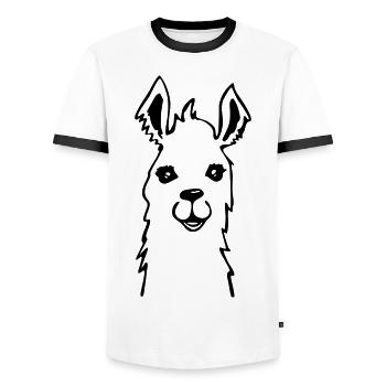 Llama llama alpaca cute drawing - Men's Ringer Shirt - white/black - Front - AI Model Female 172 light (172cm) & AI Model Male 178 dark (178cm)
