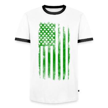 Drapeau de la Saint-Patrick irlandais américain lavé - T-shirt contrasté Homme - blanc/noir - Devant - AI Model Female 172 light (172cm) & AI Model Male 178 dark (178cm)