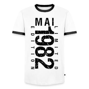 Mai 1982, Mai, 1982, cadeau Mai 1982, anniversaire - T-shirt contrasté Homme - blanc/noir - Devant - AI Model Female 172 light (172cm) & AI Model Male 178 dark (178cm)