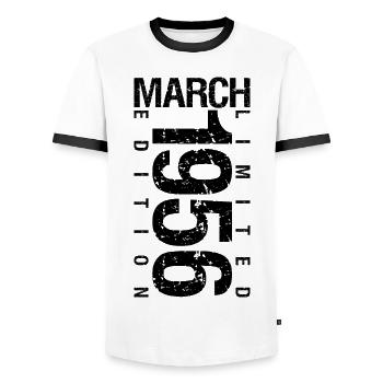 Birthday March 1956 March born in March - Men's Ringer Shirt - white/black - Front - AI Model Female 172 light (172cm) & AI Model Male 178 dark (178cm)