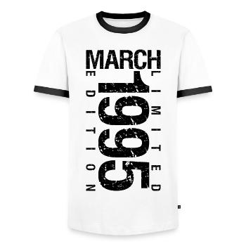 Geburtstag März 1995 März geboren im März - Männer Kontrast-T-Shirt - Weiß/Schwarz - Vorne - AI Model Female 172 light (172cm) & AI Model Male 178 dark (178cm)