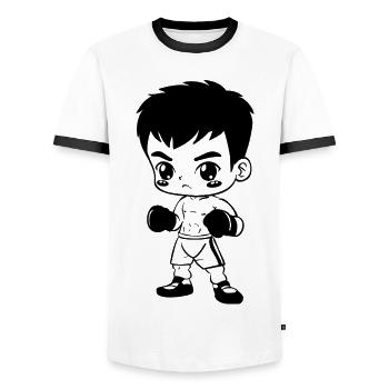Lustiger Kickboxer - Männer Kontrast-T-Shirt - Weiß/Schwarz - Vorne - AI Model Female 172 light (172cm) & AI Model Male 178 dark (178cm)