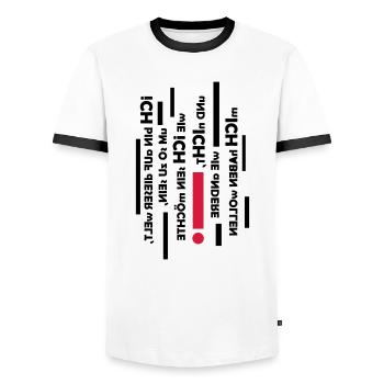 I am I. - Men's Ringer Shirt - white/black - Front - AI Model Female 172 light (172cm) & AI Model Male 178 dark (178cm)