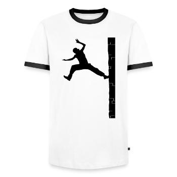 Parkour - Männer Kontrast-T-Shirt - Weiß/Schwarz - Vorne - AI Model Female 172 light (172cm) & AI Model Male 178 dark (178cm)