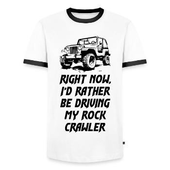 En ce moment, je conduis mon Rock Crawler - T-shirt contrasté Homme - blanc/noir - Devant - AI Model Female 172 light (172cm) & AI Model Male 178 dark (178cm)