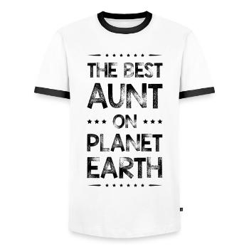 Meilleure tante disant - T-shirt contrasté Homme - blanc/noir - Devant - AI Model Female 172 light (172cm) & AI Model Male 178 dark (178cm)