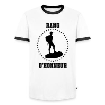 Rang d'honneur - T-shirt contrasté Homme - blanc/noir - Devant - AI Model Female 172 light (172cm) & AI Model Male 178 dark (178cm)